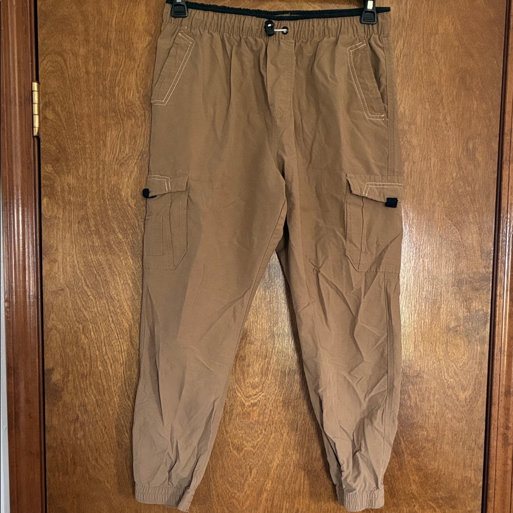 Univibe Brown Cargo Jogger Pants with Elastic Waist Boys Size XL